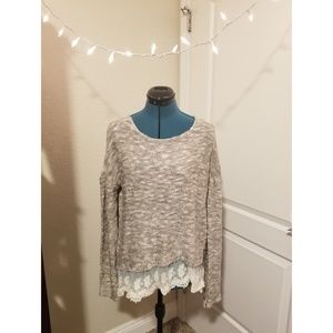 Knit sweater with lace details